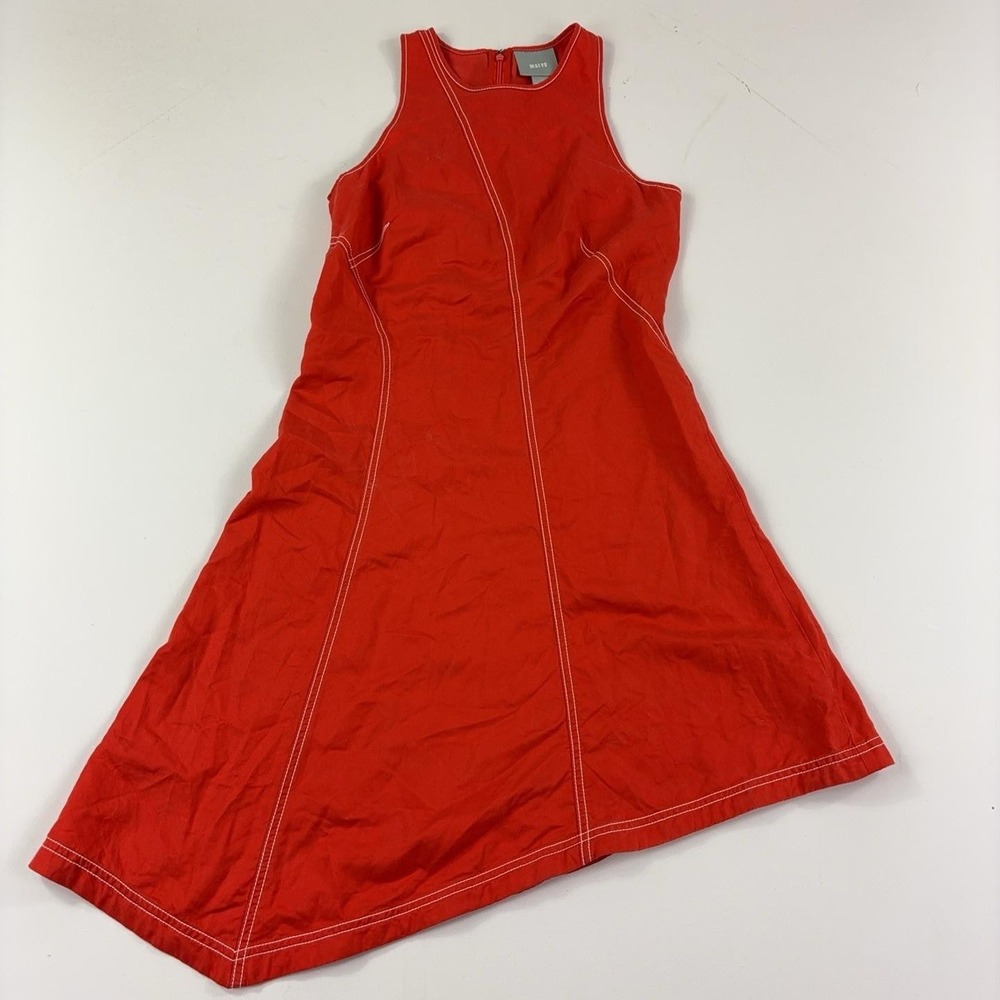 Maeve Anthropologie Dress Womens 4 Red Sleeveless A-Line Tank Stitch Knee Length